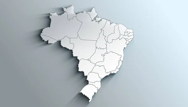 Brezilya 'nın Gölgeli Ülkeleriyle Siyasi Coğrafi Haritası