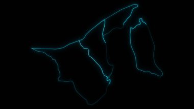 Brunei 'nin siyah arkaplanda parlayan ana hatlarıyla özet haritası