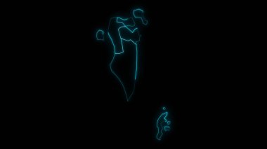 Valilerin siyah arkaplanda parlayan ana hatlarıyla Bahreyn 'in soyut haritası