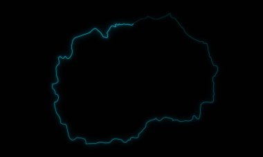 Makedonya 'nın soyut harita anahatları siyah arka planda parlıyor