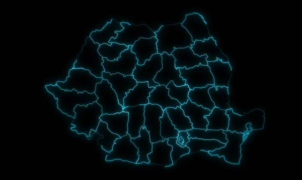 Abstract Map Outline San Marino Municipalities Glowing Outline Black Background — Stock fotografie