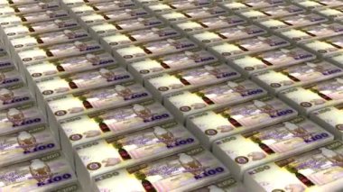 Zambiya 100 Kwacha BankNotları Para Yığını Arkaplan Canlandırması