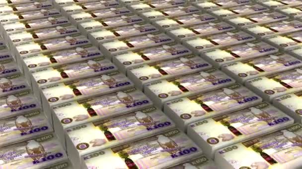 Zambia 100 Kwacha Banconote Banconote Pila Soldi Sfondo Animazione — Video Stock