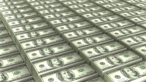 Estados Unidos América 100 Dólares Billetes Dinero Pila Fondo Animación — Vídeos de Stock