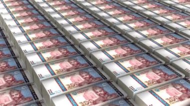 Tacikistan 100 Somoni Banknotları Para Yığını Arkaplan Canlandırması