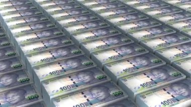 South Africa 100 Rand Banknotes Money Stack Background Animation