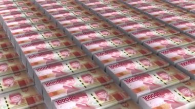 Endonezya 100000 Rupiah Banknotes Para Yığını Arkaplan Canlandırması