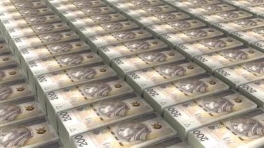 Polonya 200 Zlotych Banknotes Para Yığını Arkaplan Canlandırması