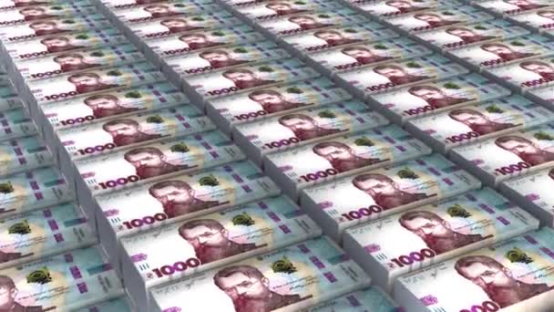 Ukrajina 1000 Hryven Bankovky Peníze Stack Pozadí Animace — Stock video