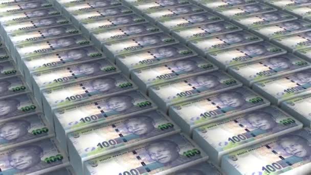 Sudafrica 100 Rand Banconote Banconote Money Stack Sfondo Animazione — Video Stock