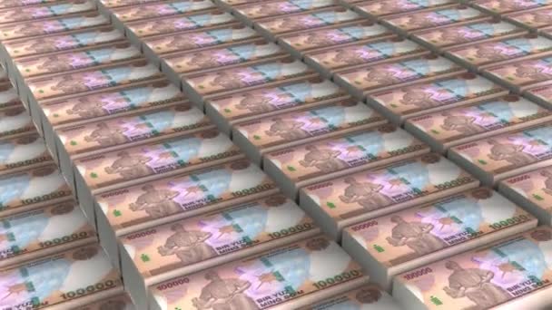 Uzbekistan 100000 Som Banknotes Money Stack Background Animation — Vídeos de Stock