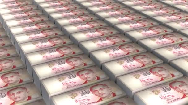 Singapur Dolarlık Banknotlar Para Yığını Arkaplan Canlandırması — Stok video
