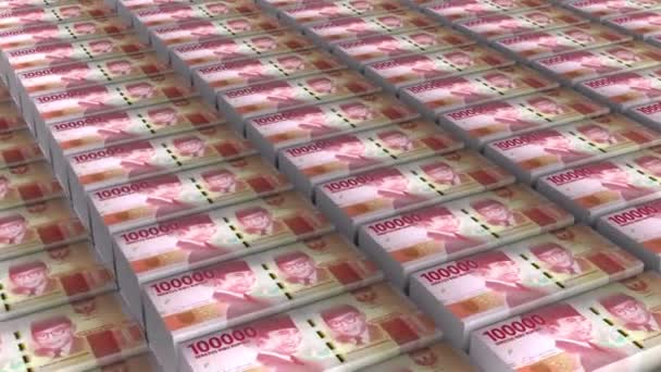 Indonesia 100000 Rupiah Billetes Dinero Pila Fondo Animación — Vídeos de Stock