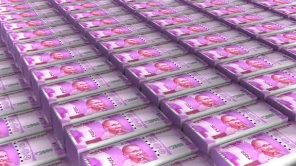 India 2000 Rupee Banknotes Money Stack Background Animation — Video Stock