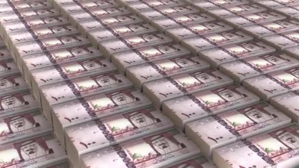 Saudi Arabia 100 Riyal Banknotes Money Stack Background Animation — Vídeo de Stock