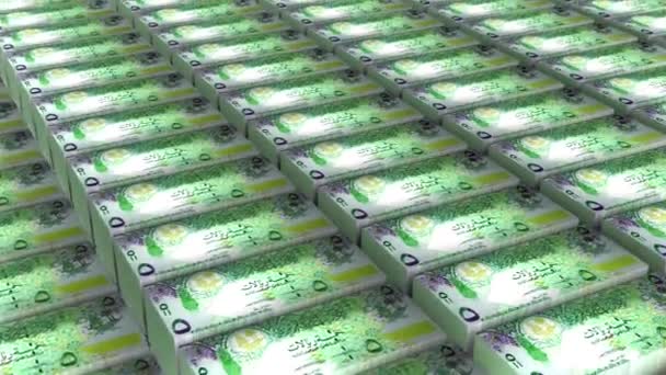 Katar Rial Banknoten Geldstapel Hintergrundanimation — Stockvideo