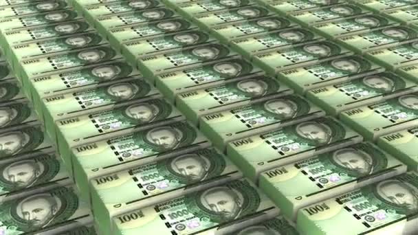 Paragwaj 100000 Strażnicy Banknoty Pieniądze Stosy Tło Animacja — Wideo stockowe
