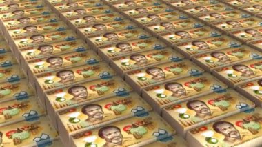 Papua Yeni Gine 50 Kina Banknotes Para Yığını Arkaplan Canlandırması