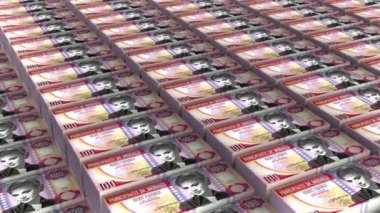 Monako 100 Frank Banknotları Para Yığını Arkaplan Canlandırması