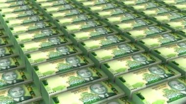 Malawi 1000 Kwacha Banknotes Para Yığını Arkaplan Canlandırması