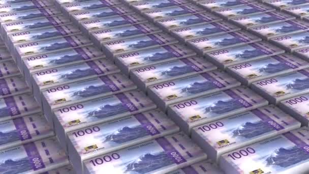 Norway 1000 Kroner Banknotes Money Stack Background Animation — Vídeos de Stock