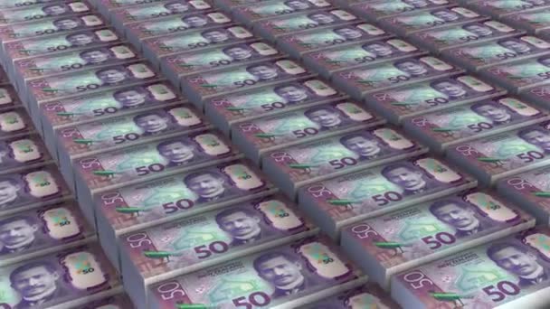 Nova Zelândia Dólares Notas Dinheiro Pilha Animação Fundo — Vídeo de Stock