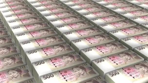 Denemarken 500 Kronen Bankbiljetten Money Stack Achtergrond Animatie — Stockvideo