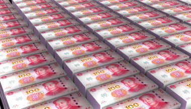 3D Görüntü Çin 100 Renminbi para banknotu