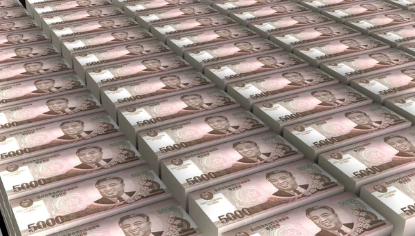 3D Illustration North Korean 5000 Won money banknote