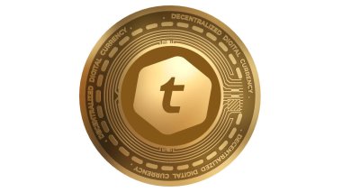 3D Render of Gold Telcoin TEL Cryptocurrency Sign Isolated on a White Background