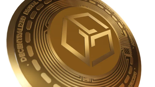 Golden Cryptocurrency Gala Sign Isolated White Background — Stock Photo, Image