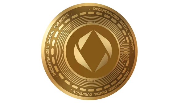 Render Gold Ethereum Name Service Ens Cryptocurrency Sign Isolated White — Stock Fotó