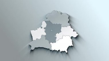 Belarus 'un Bölgeli Modern Beyaz Haritası