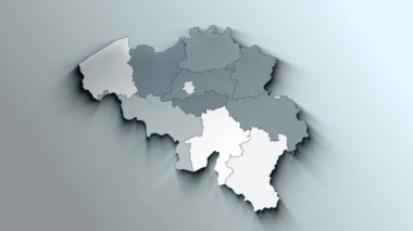 Bölgeli Modern Beyaz Belçika Haritası