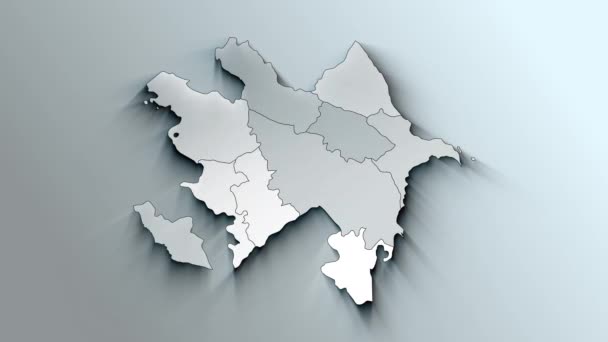 Mapa Branco Moderno Azerbaijão Com Regiões — Vídeo de Stock