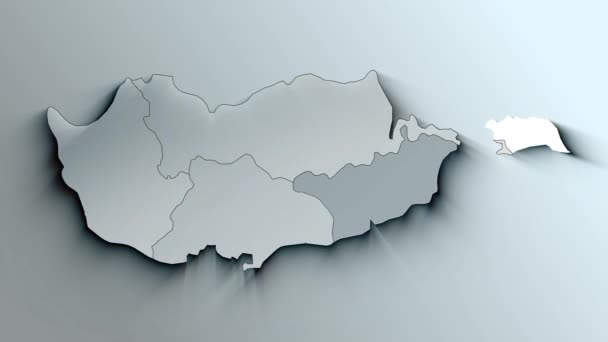 Mapa Branco Moderno Chipre Com Distritos — Vídeo de Stock