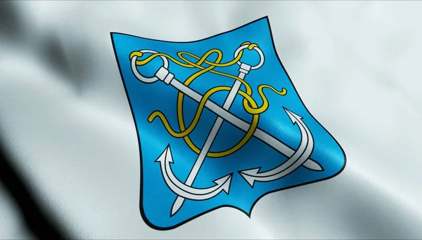 Ilustracja Machającej Ukraińskiej Flagi Miasta Kopychyntsi — Zdjęcie stockowe