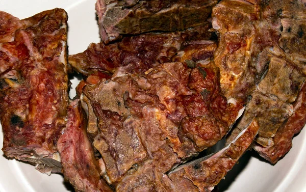 Gerookte Botten Voor Erwtensoep Gerookte Varkensribben Achtergrond Van Gerookt Varkensvlees — Stockfoto