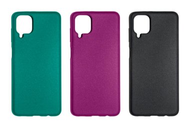 Beyaz arka planda akıllı telefon için şok geçirmez tampon çantası. Şok geçirmez bir çantanın içinde telefon..