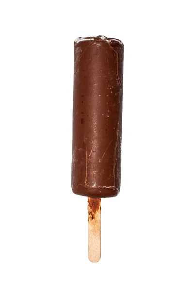 Çubuklu Dondurma Beyaz Arka Planda Çikolatalı Dondurma — Stok fotoğraf