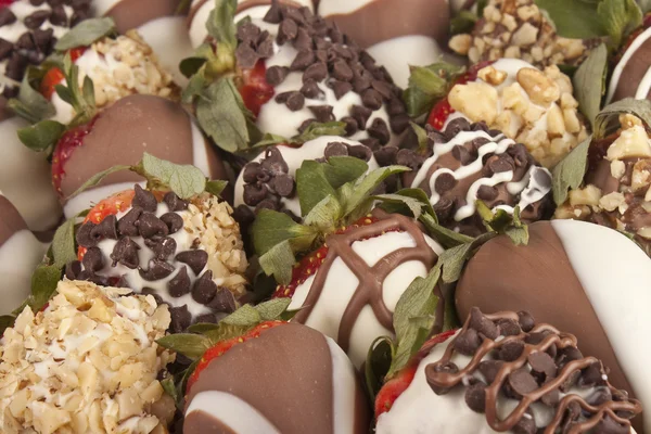 Erdbeeren mit Schokolade überzogen lizenzfreie Stockbilder