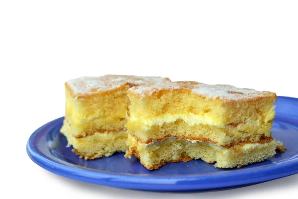 Bolo de esponja com creme de limão — Fotografia de Stock