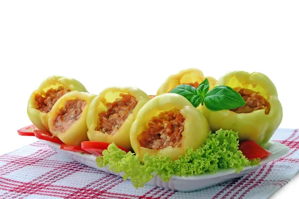 Pimientos rellenos con carne y arroz - sin cocer — Foto de Stock