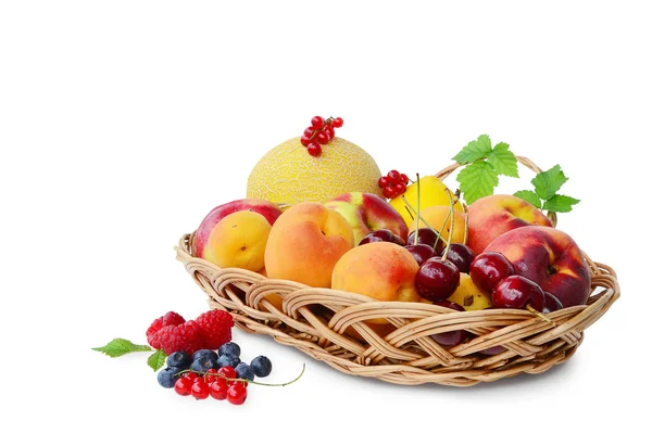 Fresh fruits in a basket — Stock Photo, Image