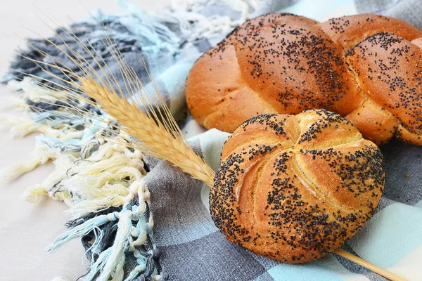 Kaiser roll and poppy seed braid — Stock Photo, Image