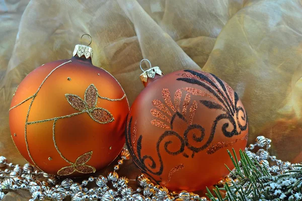 Golden Christmas balls - closeup — Stock Photo, Image