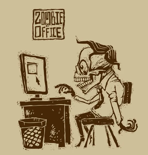 Vector zombie en la oficina — Vector de stock