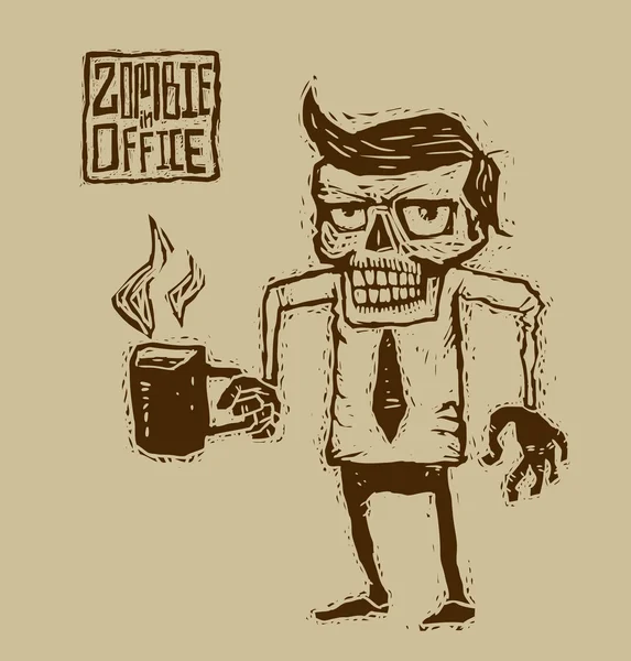 Векторный зомби в офисе — стоковый вектор