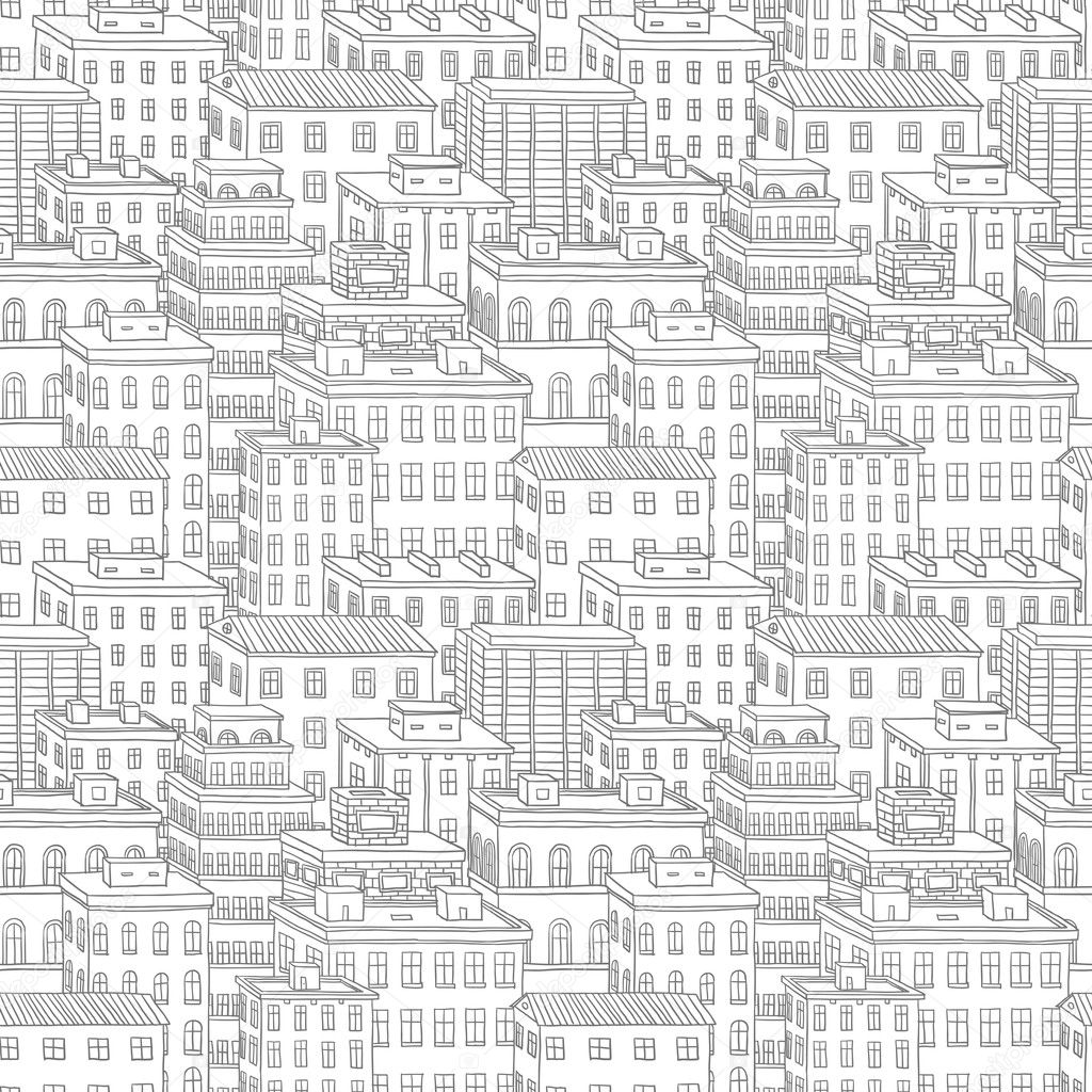 Vector city seamless pattern