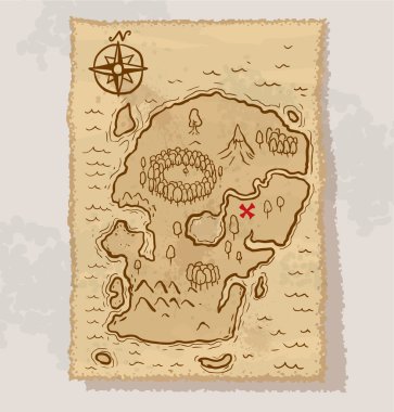 vektör korsan hazine haritası